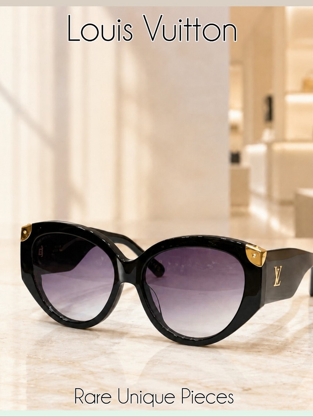 New LV Black Oversized Sunglasses with Purple Gradient Lenses